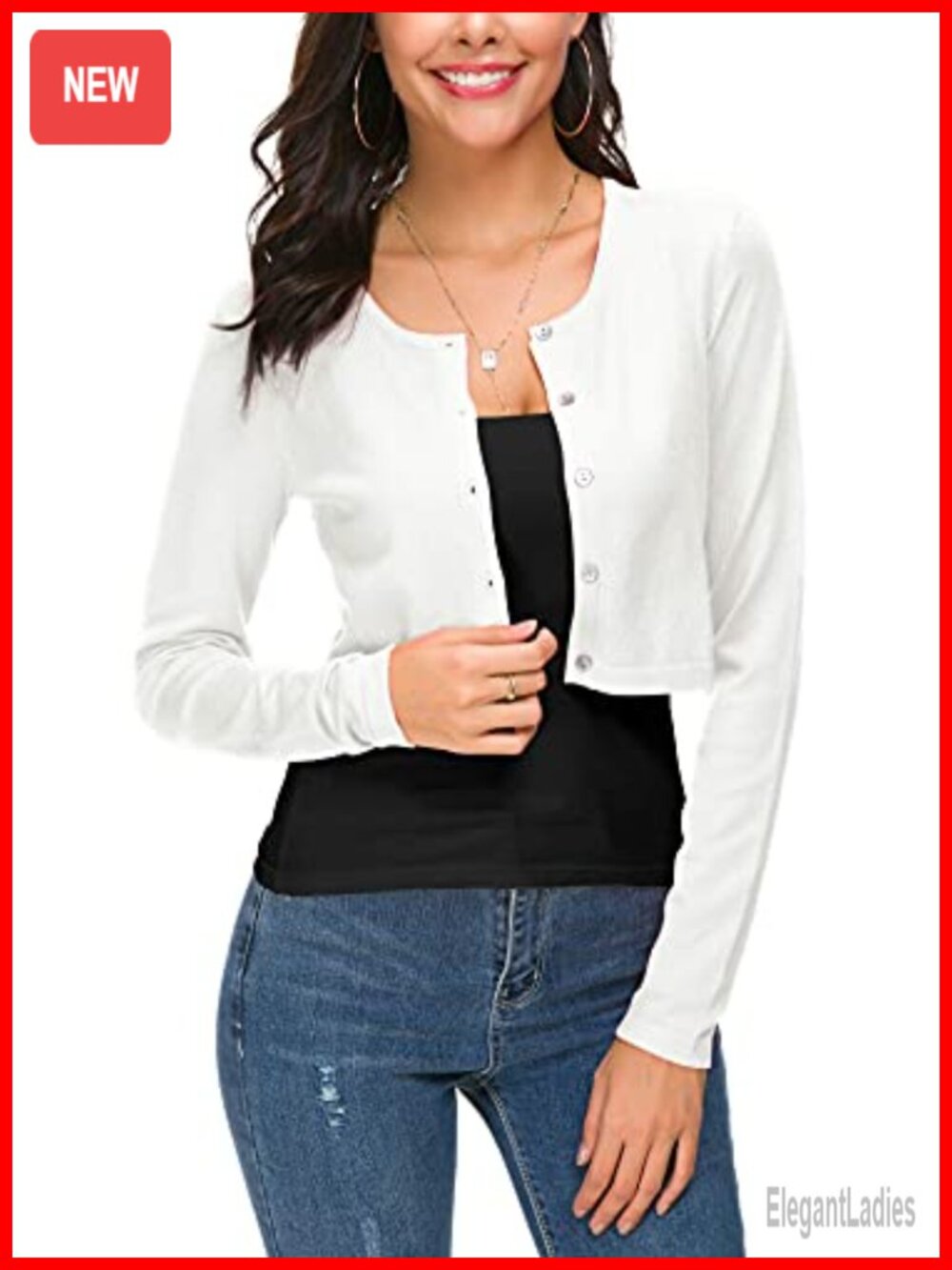 Cropped Knit Cardigan Sweater Long Sleeve Button Down Open Front Bolero Shrug